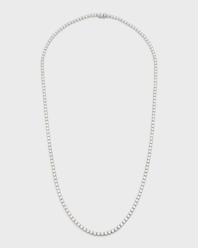 Lab Grown Diamond 18K White Gold Round Diamond Line Necklace. 30"L